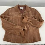 Live a Little Brown Suede Moto Jacket Women's Size L Zip Front Photo 4