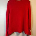 J. McLaughlin Sweater Red Wool Blend Knit w/ Cuff Ties Crew Neck Sz L GUC Photo 6