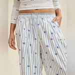 Aerie  pull on pj lounge wide leg trouser cotton stripe bow pants XL tall Photo 2