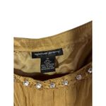 Spencer Jeremy Silk Empire Waist Rhinestone Silk Blouse MUSTARD YELLOW HOLIDAY Gold Size M Photo 7