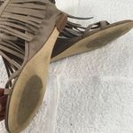 JustFab 9 suede Fringe ankle 2” wedge sandal Photo 4