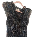 Zadig & Voltaire Mini Dress Rimana Print Paisley Black Beads Ruffle Size small Photo 5