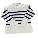 Nautical Striped‎ Crewneck Boxed Cozy Stretchy Banded Sweater Size Medium Blue Photo 7