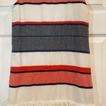 Chelsea & Theodore Woven Striped Fringe Trim Shift Dress 100% Cotton Size SP Blue Photo 9
