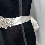 Silver Crystal Bridal Sash Belt Photo 5