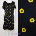 Unique Vintage  X GB Gwynnie Bee‎ Sunflower Black Dress, L Photo 3