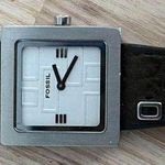 Fossil Ladies Watch Brown Leather Strap Square White Dial Stainless Accents Photo 3