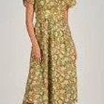 Entro Elan Ruffle Sleeve Open Back Floral Midi Dress Photo 0