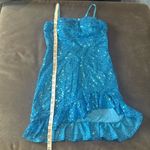 Women’s Blue Sequined Short Prom Party Homecoming Dress Ruffle Hem Size 8 Photo 7