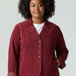 LAL Live A Little Suede Button Front Blazer Jacket‎ Burgundy Women's Red Size XL Photo 0