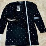 ZARA Leather Rhinestone Blazer Dress. Size XS. Black. NWT Photo 10
