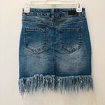 Black Label  fringe denim mini skirt sz small Photo 2