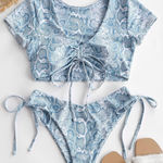 Zaful  brown snakeskin adjustable bust cheeky bikini 6 Photo 0