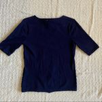 August Silk  navy blue top petite Photo 4