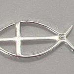 Sterling Silver Ichthys Cross Dangle Earrings Diamond Cut Hook 1.25" 1.74g Photo 2