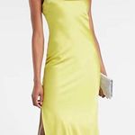 EXPRESS Satin Cowl Neck Midi Slip Dress in Lime Green Size Small Photo 0