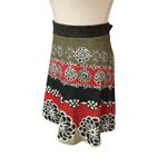 Smash Mismash Floral Stripe A Line Stretch Above Knee Skater Mini‎ Skirt Size XL Green Photo 1