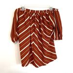 Anthropologie  ANTHRO Elodie Off the Shoulder Top Terracotta Rust Red Stripe Boho Photo 10