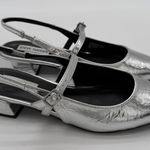Steve Madden Bayli Strappy Minimalist Slingback Flats Chrome Silver 8 Photo 0