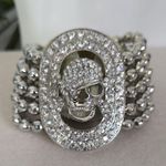 Boutique Statement Silver Pirate Skull Stretch Bracelet Photo 1