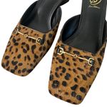 Sam Edelman  Leopard Print Calf Hair Mules Square Toe Horsebit Buckle Heels 8.5 Photo 6