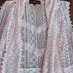 Almost Famous Women's Small Knit Lace Handkerchief Vest • Pale Pink Open Front Photo 12