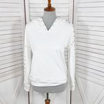 Boston Proper Velour Rhinestones Hoodie Sweater White XS Sweatshirt Top Photo 1