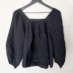 Madewell  Top Womens Square-Neck Long-Sleeve Lightweight‎ Peasant Black Size XS Photo 6
