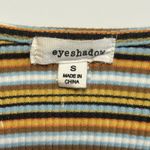 Eyeshadow Y2K Striped Ribbed Open Tie Top Curly Hem Crop Cotton Blend Sz S Photo 2