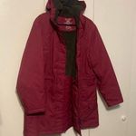 L.L.Bean  Women’s Hooded Wing Jacket Size XL Nylon Long Sleeve Wine Color Photo 0