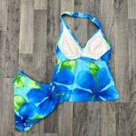 American Vintage Vintage y2k retro Hawaiian blue floral halter tankini set Photo 3