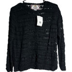 Tiara International NWT  Black Crochet Knit Button Front Cardigan Sweater S Photo 0