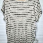 Caslon  Beige Striped Short Sleeve Drawstring T-Shirt Size XS in Oatmeal Photo 0