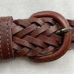 Source Unknown Leather Belt Chestnut brown, plaited leather, 1" wide Photo 3