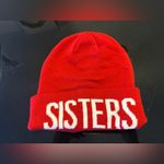 Divided Sister Cuffed Beanie funny gift for sister winter hat Red Comfy Warm Photo 7