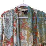 Multiples  Kimono Top Open Mesh Embroidery SZ LG  Sheer Patchwork Boho Fairy Chic Photo 1