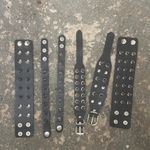 6 PCs Set Gothic PU leather Spike Bracelets “ THE SPIKE GOD “ Pack Black Photo 4