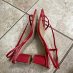 Schutz  Heloise Mid Block Leather Slingback Thong Dress Sandals red 7.5B EUC Photo 3
