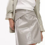 Topshop  Vinyl Wrap Skirt Vegan Faux Leather Grunge Punk  Dove Grey Size 14 NWT Photo 0