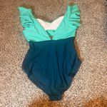 B2Prity Green Swimsuit XL One Piece Ruffle Sleeve Cut Out Bathing Suit Photo 1
