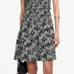 Madewell  Smocked Crewneck Mini Dress Harper Floral Boho Black White US 00 NWT Photo 0