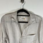 C&C California C & C California Womens M 100% Linen Button Up Blouse Long Sleeve Tan Beach Photo 1