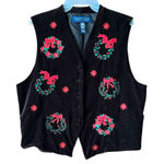 Karen Scott Vintage Holiday embroidered wreath vest. Size L. . Photo 0