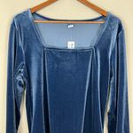 Old Navy  Bodysuit Womens XXL Blue Velvet Square‎ Neck Long Sleeve Stretch Dressy Photo 2