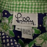 Lilly Pulitzer White Label  Blue & Green Patchwork Button Front Shirt Dress Sz M‎ Photo 5