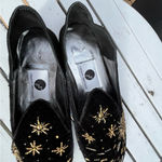 Sumaiya Merchant Women’s Black Velvet & Suede Beaded Celestial Loafers Size 37 Photo 4