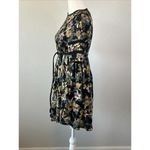 Wilfred Aritzia  Floral Pleated Belted Black Floral Mini Dress Size XXS Photo 3