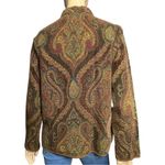 Flashback Vintage Women’s M Damask Carpet Tapestry Tassel Wooden Button Jacket Brown Size M Photo 4