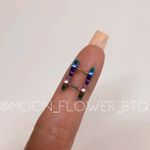 Rainbow Flat Barbell Earrings 8mm Green Photo 1