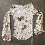 Free People Cream Floral Bell sleeve Shirt Top Photo 2